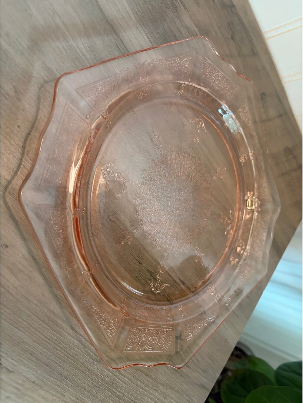 Vintage 1930s Hocking Glass Company Depression Glass Plate Princess Pattern Pink